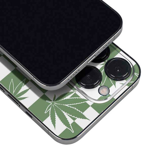 Marijuana Green Checkered iPhone 16 Pro Skin